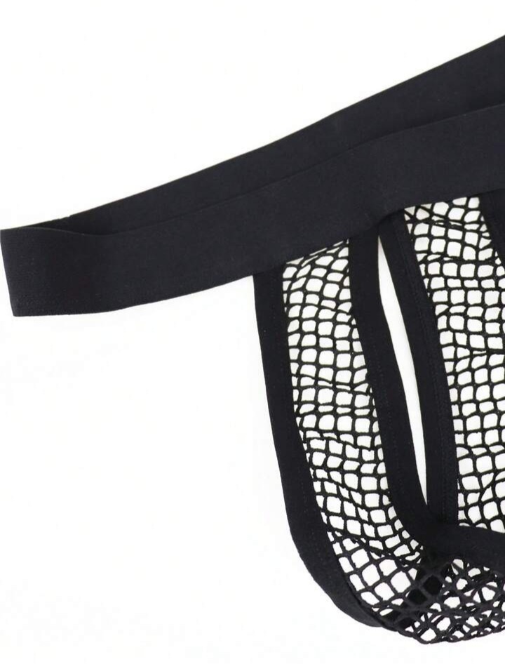 Men's Black Fashionable Mesh Backless Men's Briefs